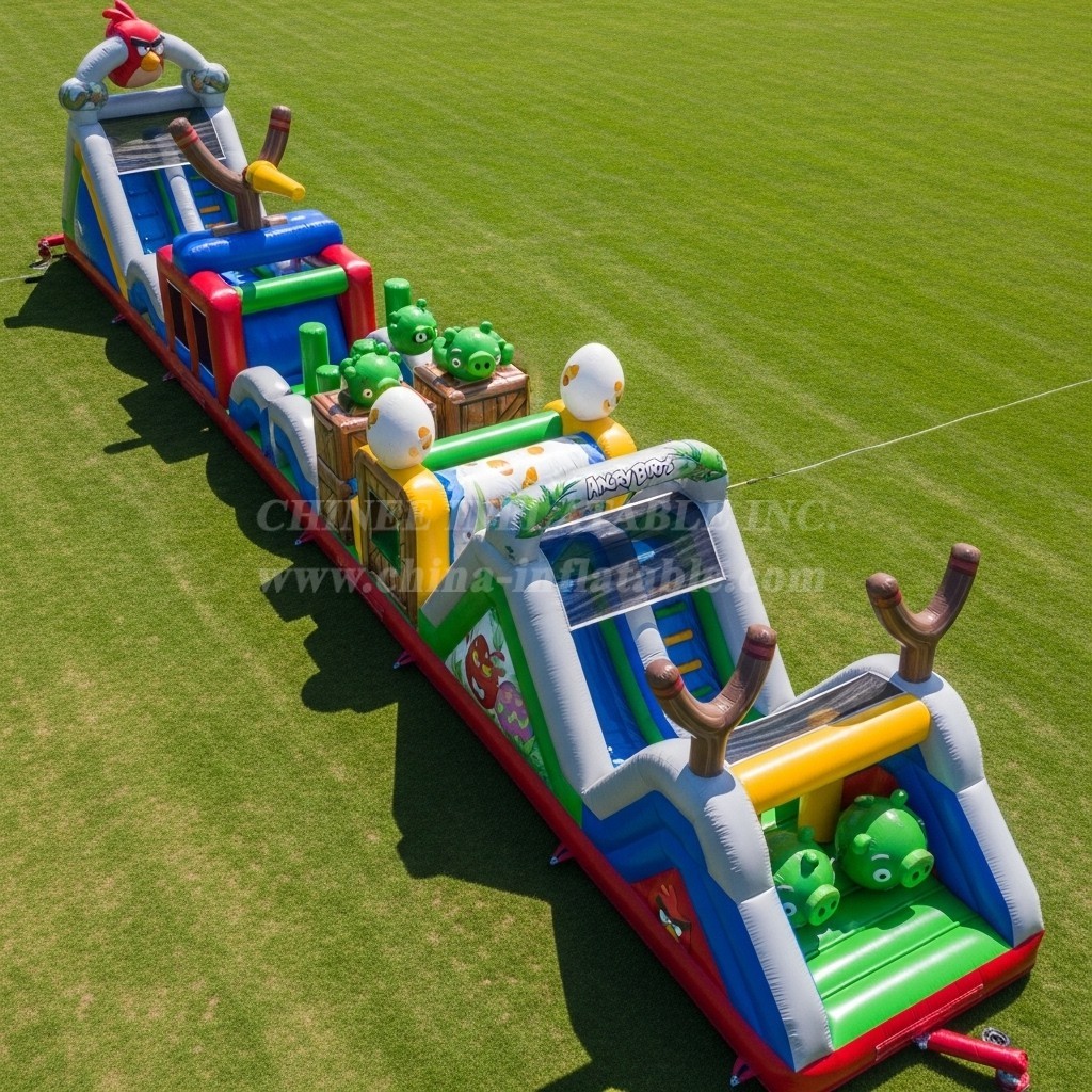 T7-4095 Angry Birds Theme Inflatable Obstacle Course