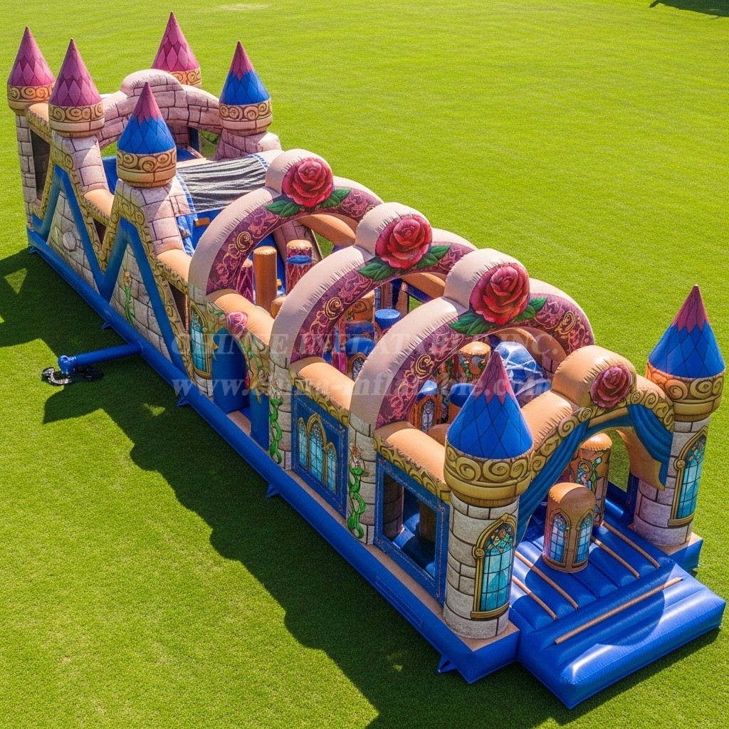 T7-4114 Beauty and the Beast Theme Inflatable Obstacle Course