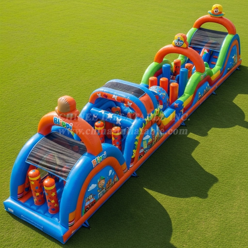 T7-4123 Blippi Wonders Theme Inflatable Obstacle Course