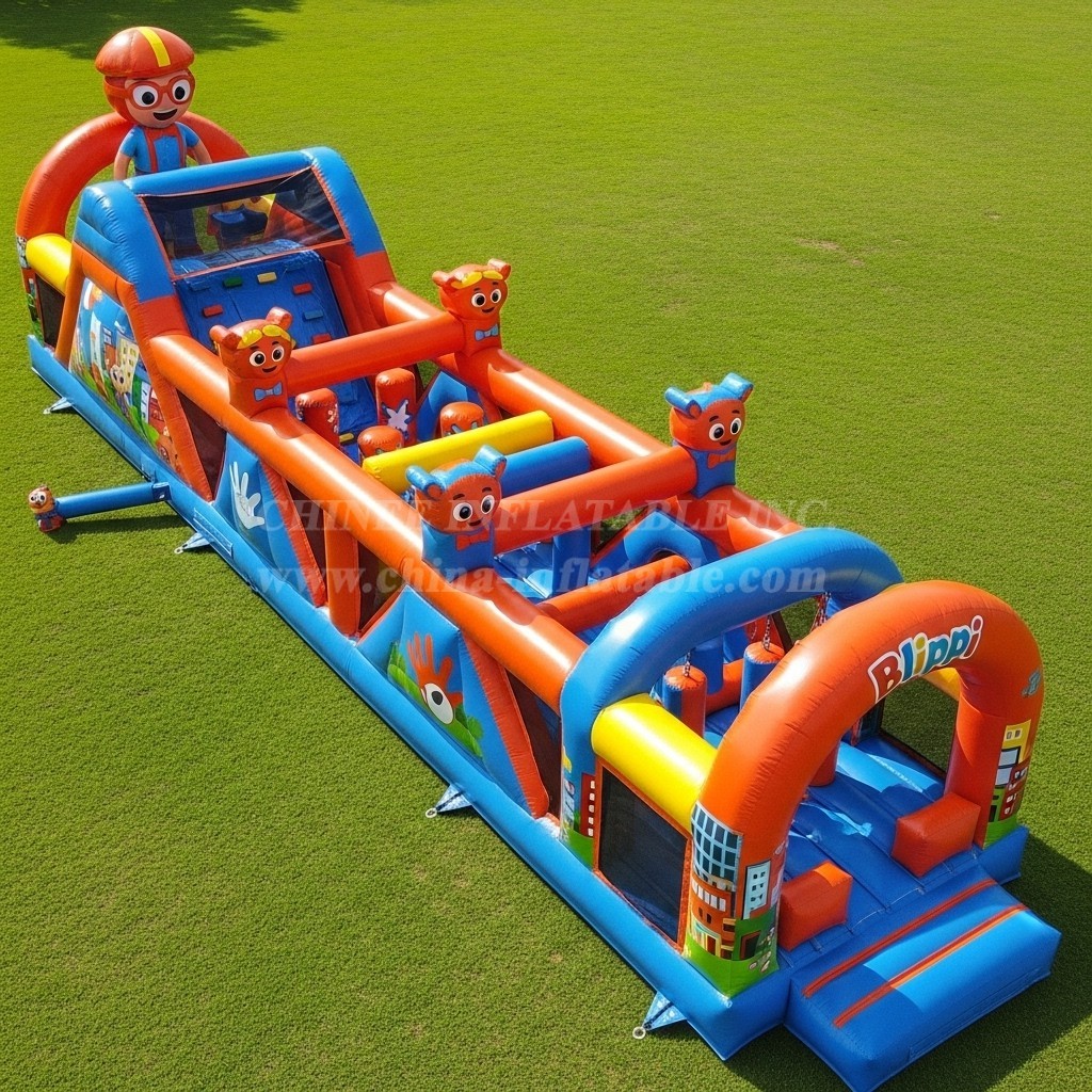 T7-4125 Blippi Wonders Theme Inflatable Obstacle Course