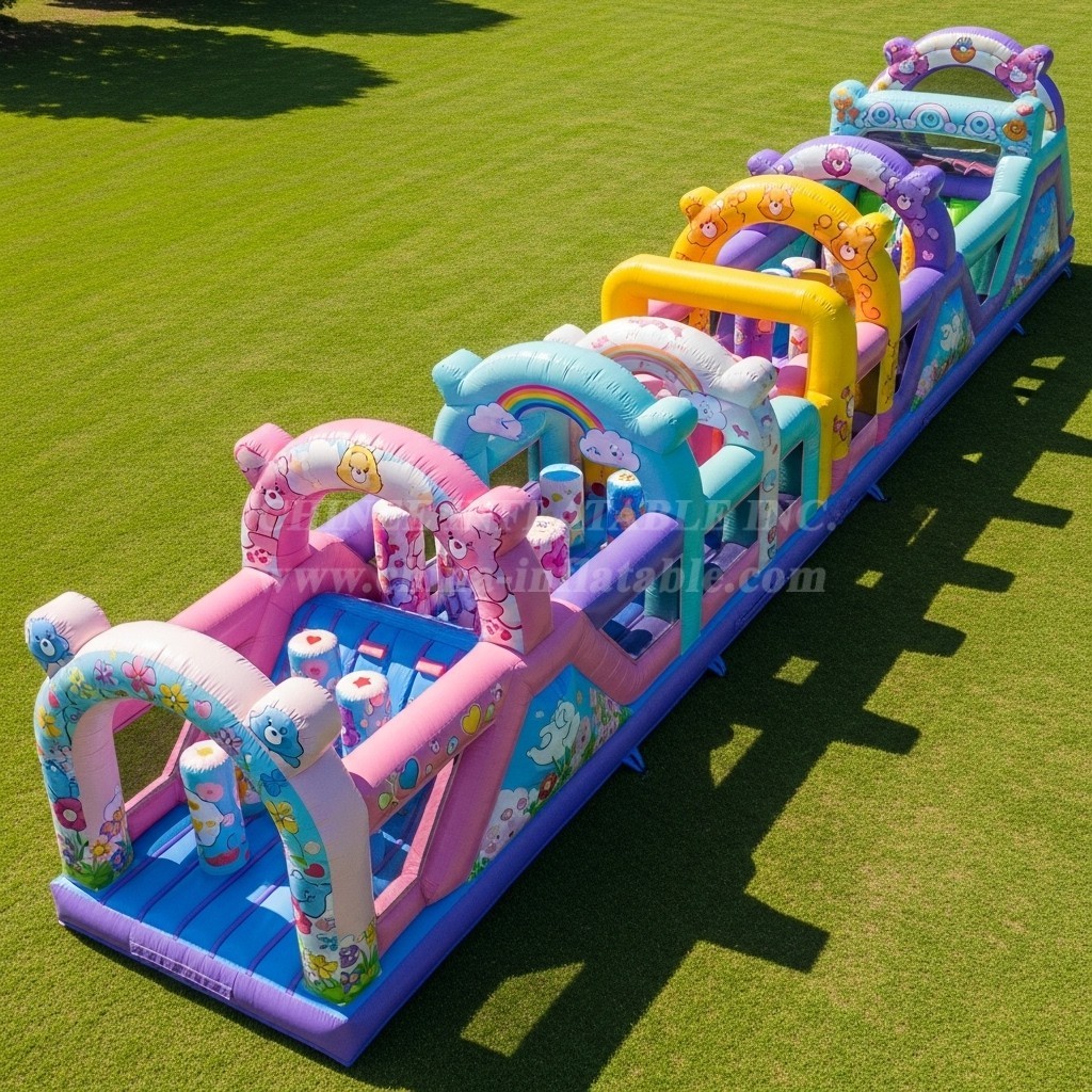 T7-4136 Care Bears Theme Inflatable Obstacle Course