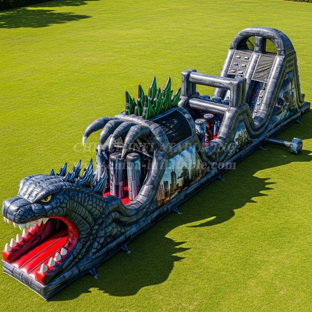 T7-4186 Godzilla Theme Inflatable Obstacle Course