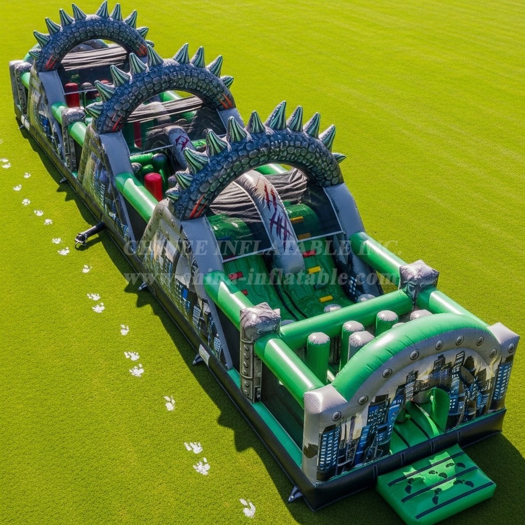T7-4188 Godzilla Theme Inflatable Obstacle Course