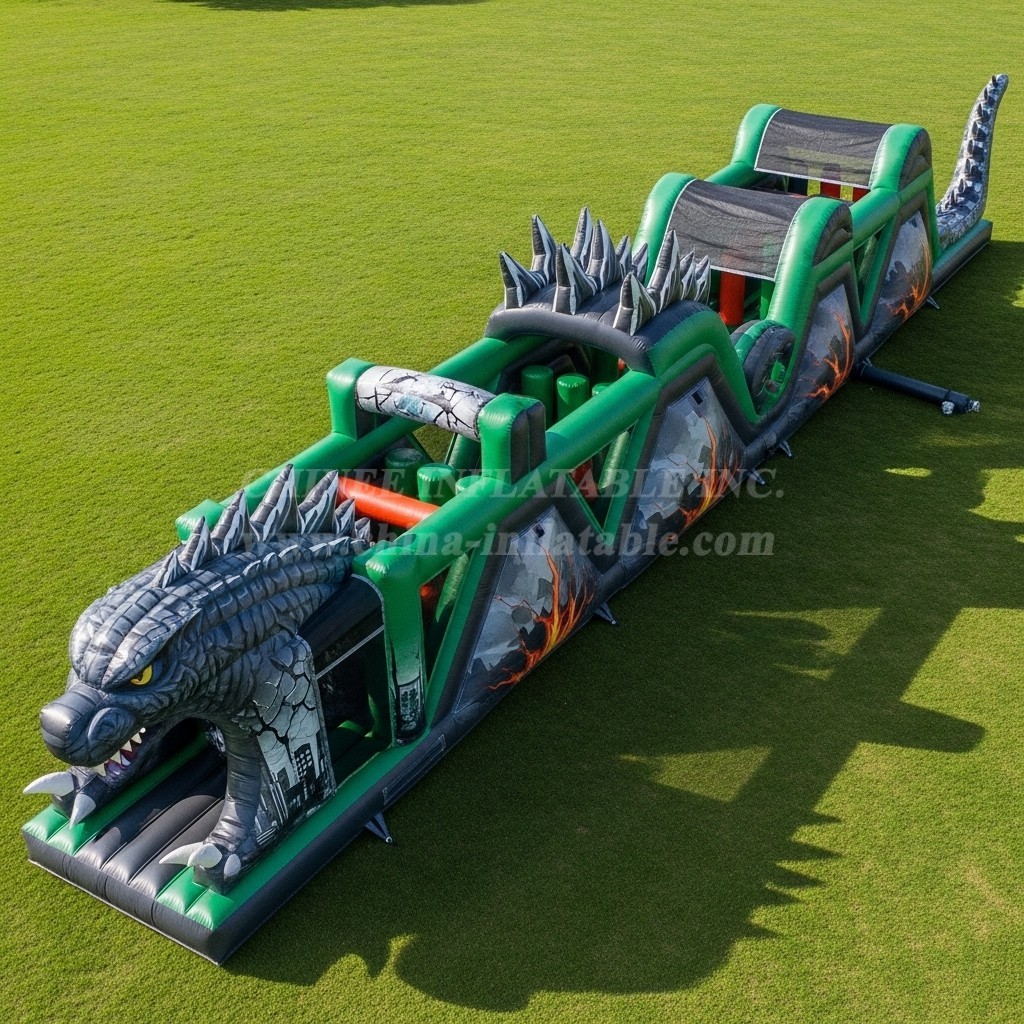 T7-4190 Godzilla Theme Inflatable Obstacle Course
