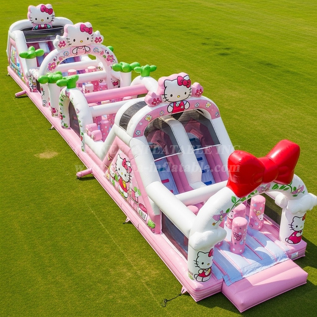 T7-4195 Hello Kitty Theme Inflatable Obstacle Course