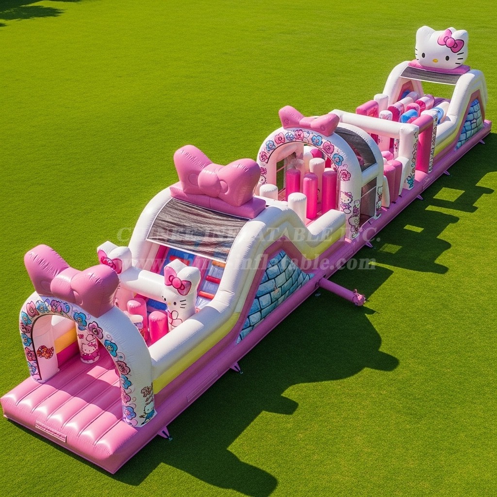 T7-4196 Hello Kitty Theme Inflatable Obstacle Course