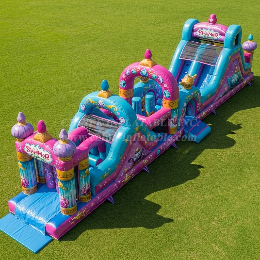 T7-4349 Shimmer & Shine Theme Inflatable Obstacle Course