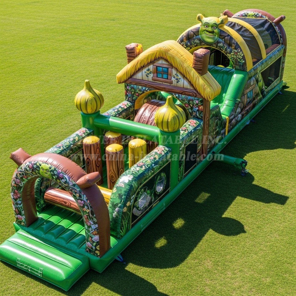 T7-4354 Shrek Theme Inflatable Obstacle Course