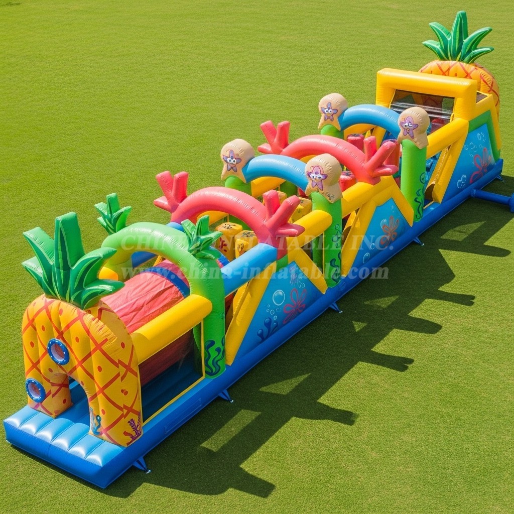 T7-4368 Spongebob Theme Inflatable Obstacle Course