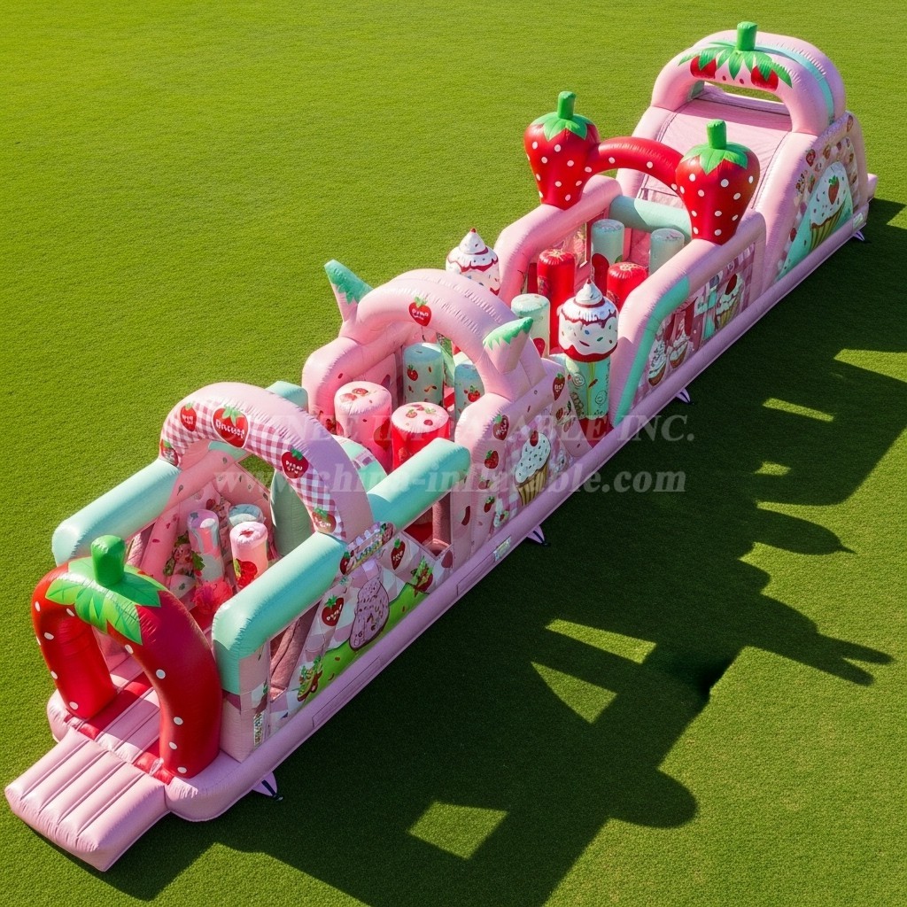 T7-4374 Strawberry Shortcake Theme Inflatable Obstacle Course