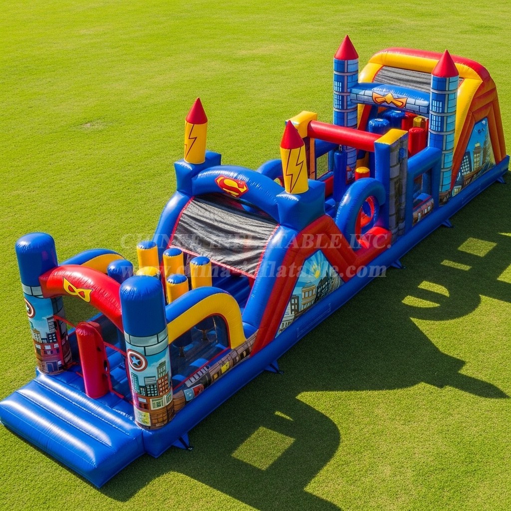 T7-4376 Superhero Theme Inflatable Obstacle Course