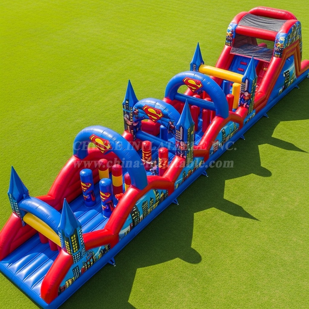 T7-4382 Superman Theme Inflatable Obstacle Course