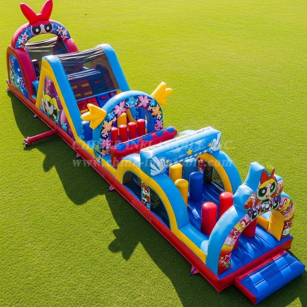 T7-4411 The Powerpuff Girls Theme Inflatable Obstacle Course