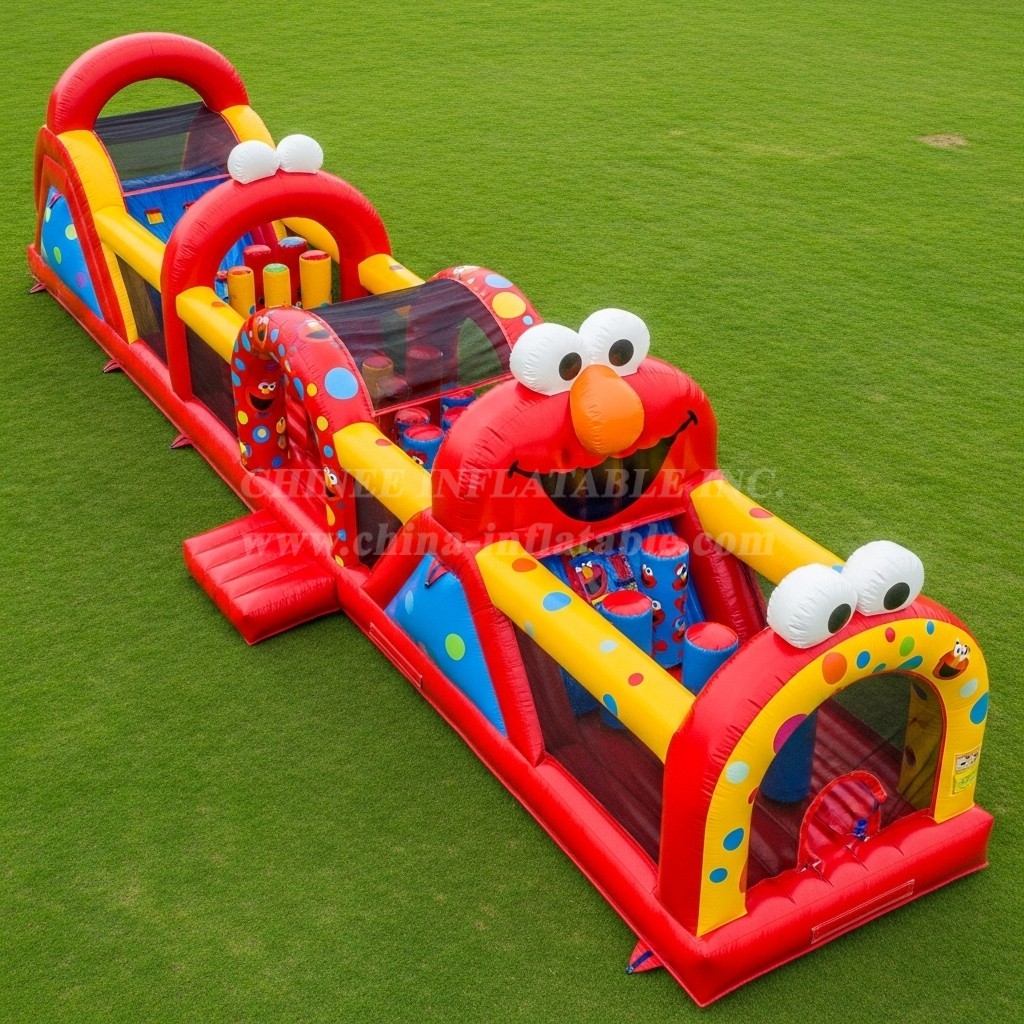 T7-4429 Tickle Me Elmo Theme Inflatable Obstacle Course