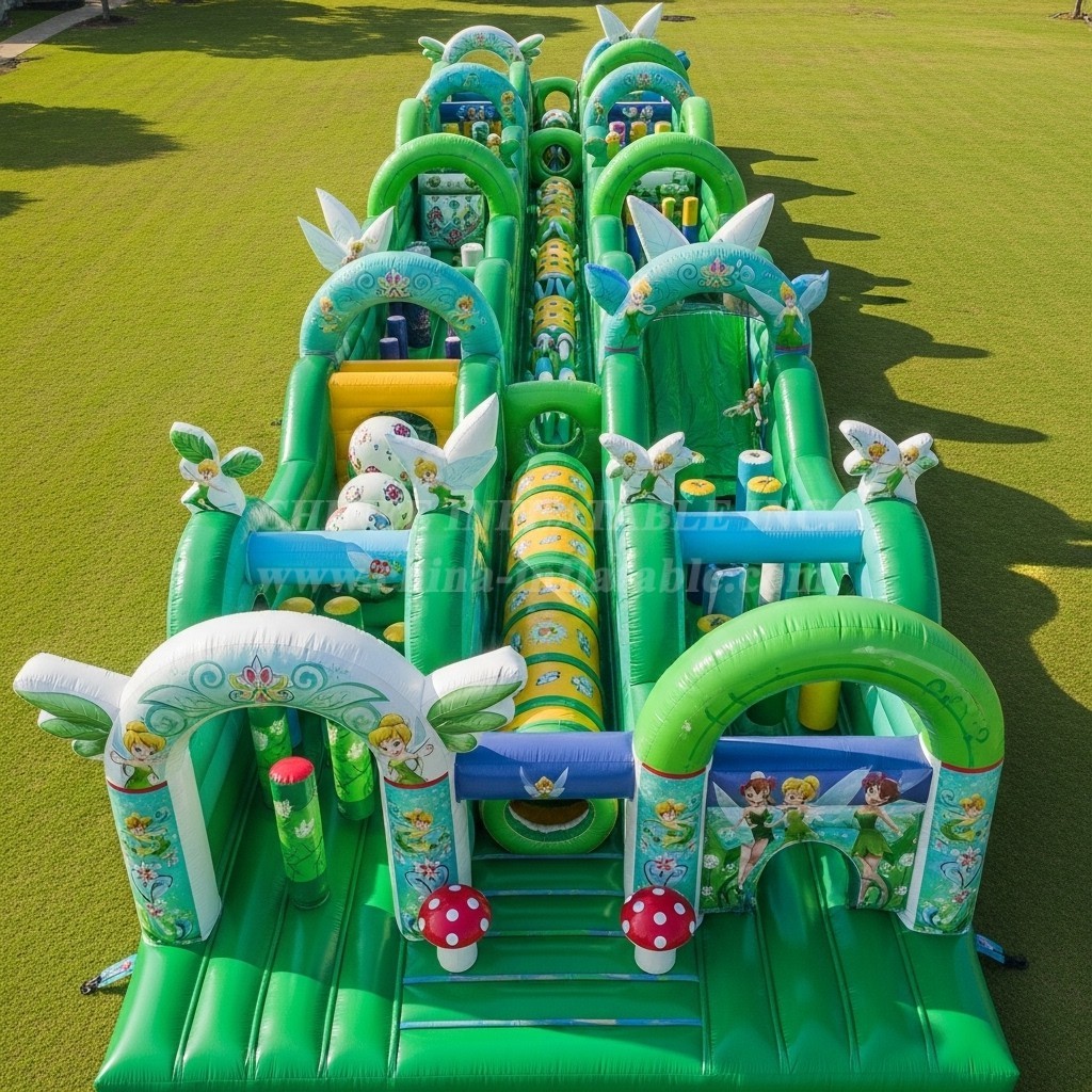 T7-4437 Tinker Bell Theme Inflatable Obstacle Course