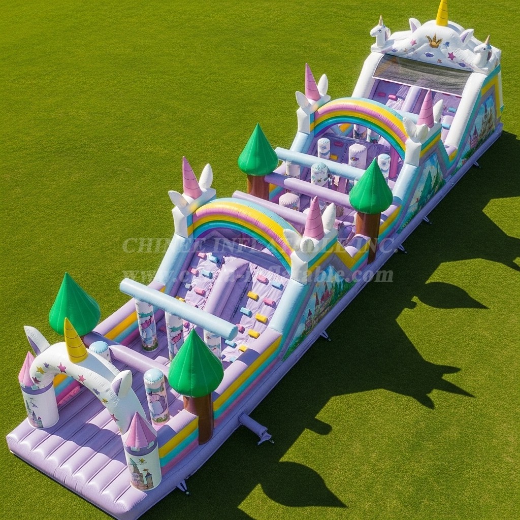 T7-4455 Unicorn Theme Inflatable Obstacle Course