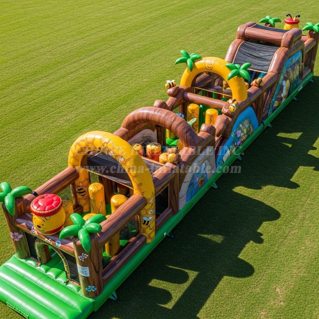 T7-4463 Winnie the Pooh Theme Inflatable Obstacle Course