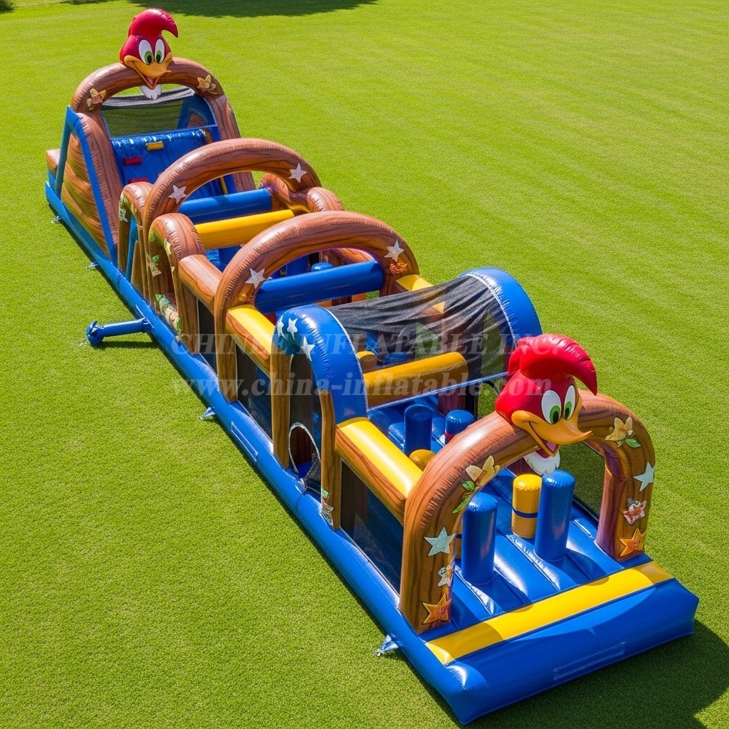 T7-4465 Woody Woodpecker Theme Inflatable Obstacle Course