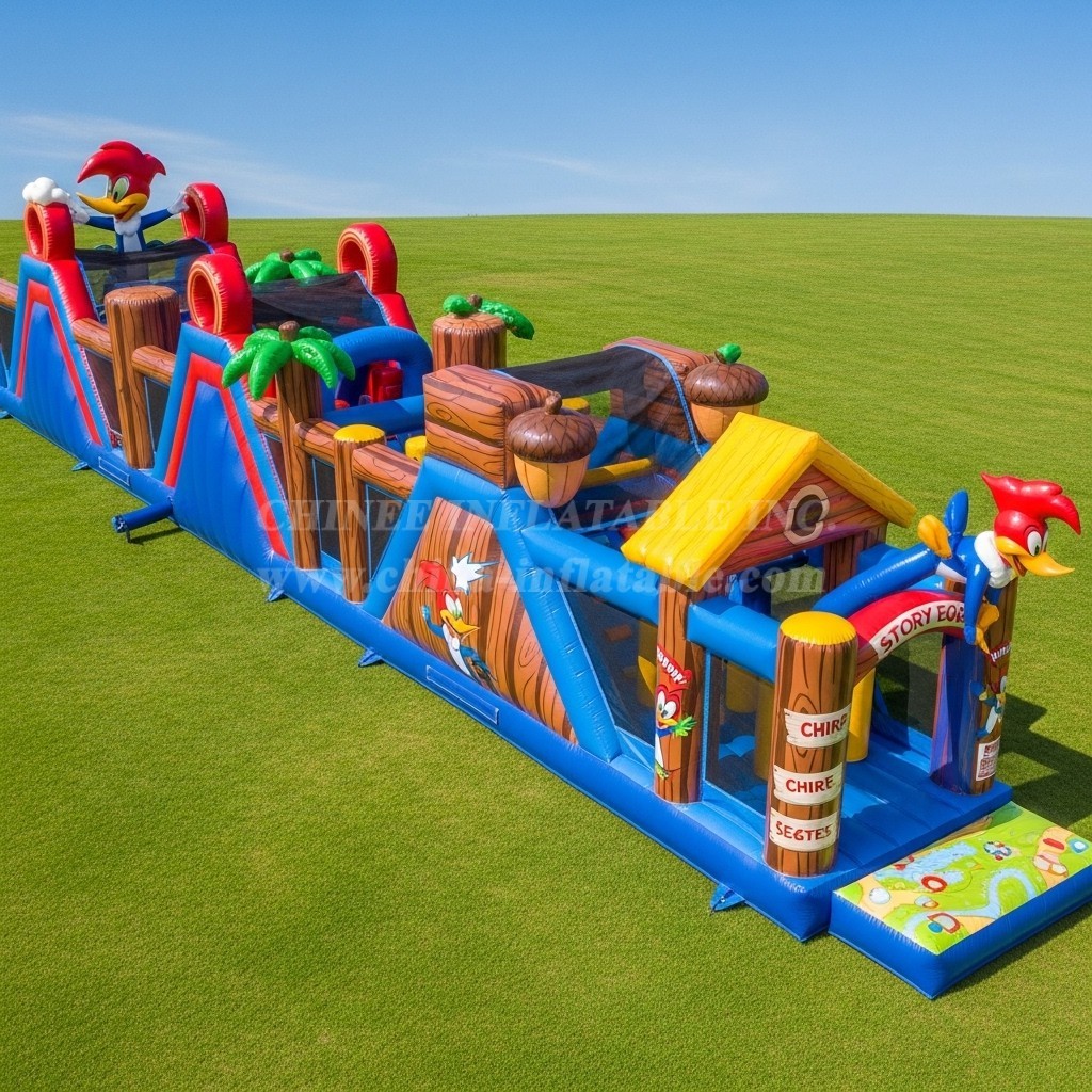 T7-4468 Woody Woodpecker Theme Inflatable Obstacle Course