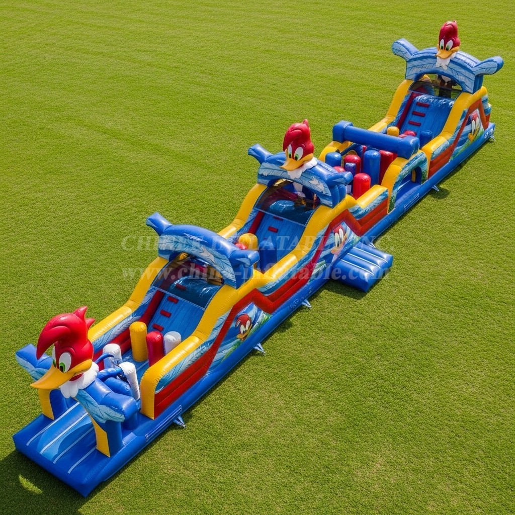 T7-4469 Woody Woodpecker Theme Inflatable Obstacle Course