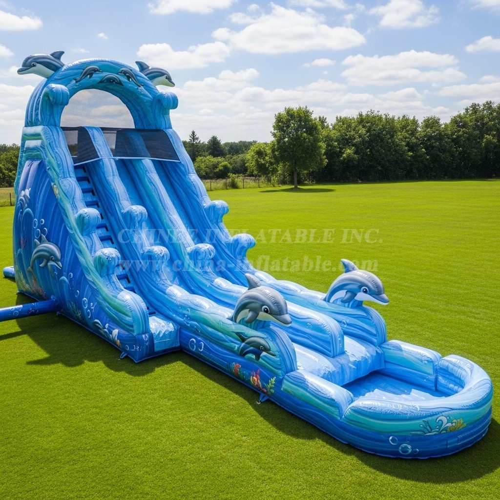 T8-5403 Dolphin Theme Inflatable Water Slide