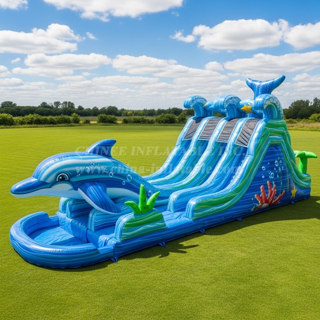 T8-5404 Dolphin Theme Inflatable Water Slide