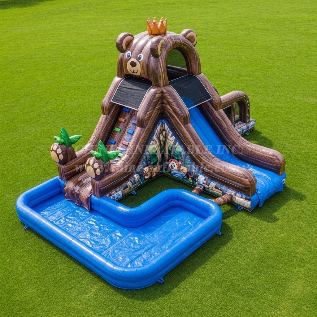 T8-5456 Bear Theme Inflatable Water Slide