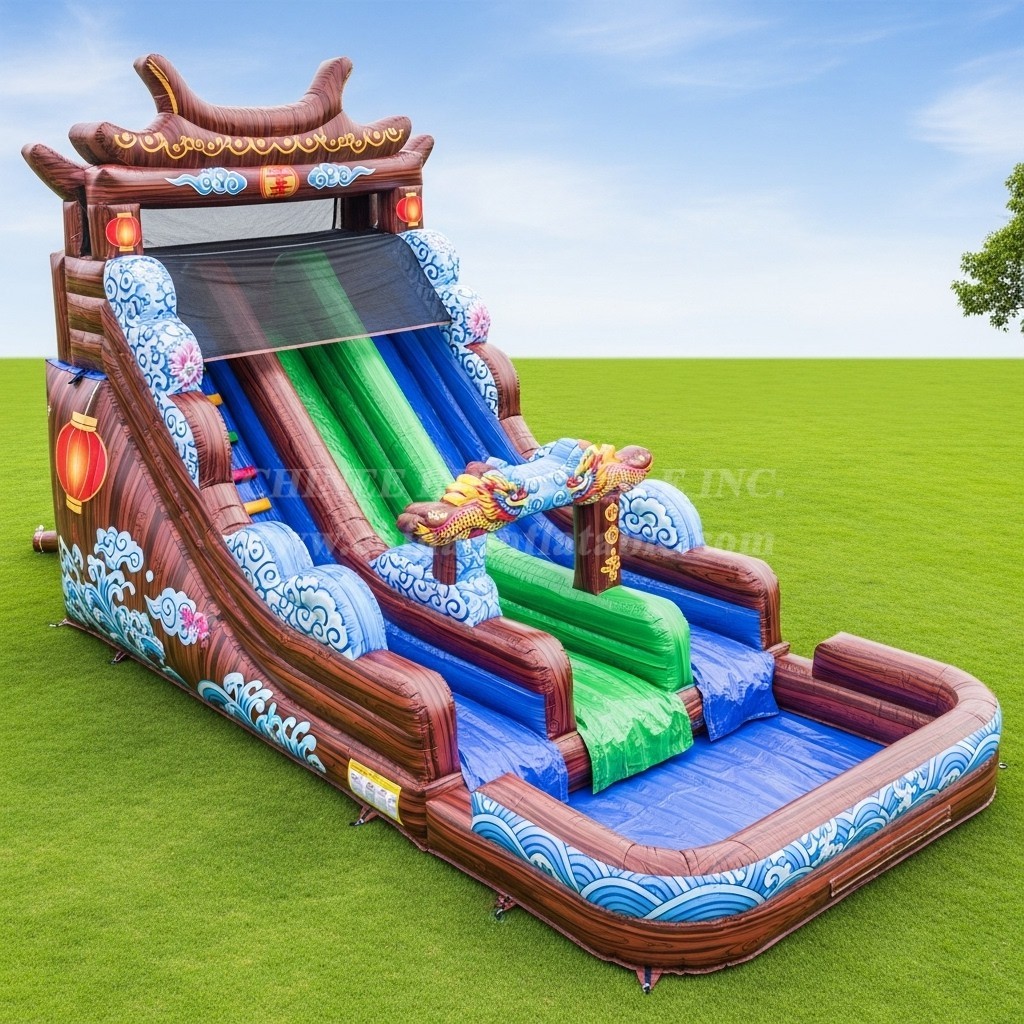 T8-5490 Chinese Style Theme Inflatable Water Slide