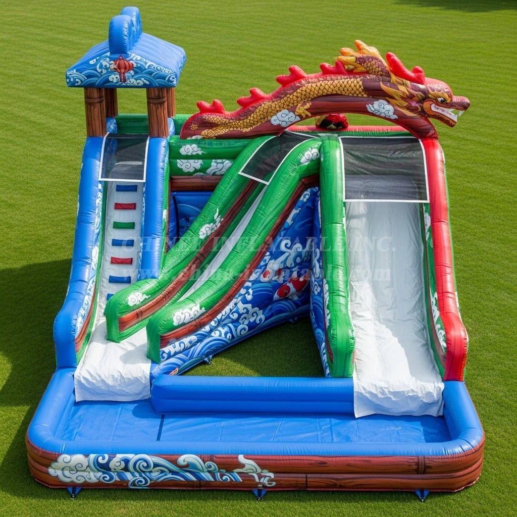 T8-5493 Chinese Style Theme Inflatable Water Slide