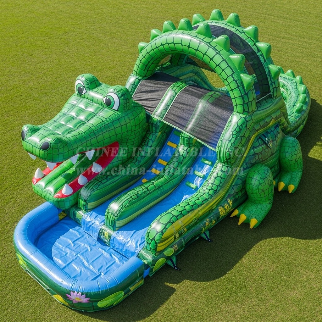 T8-5519 Crocodile Theme Inflatable Water Slide
