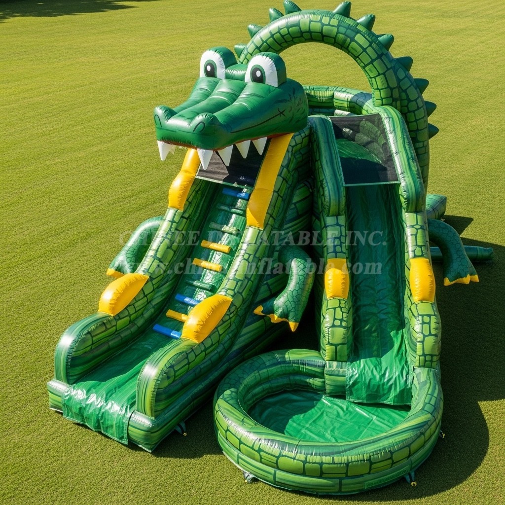 T8-5523 Crocodile Theme Inflatable Water Slide