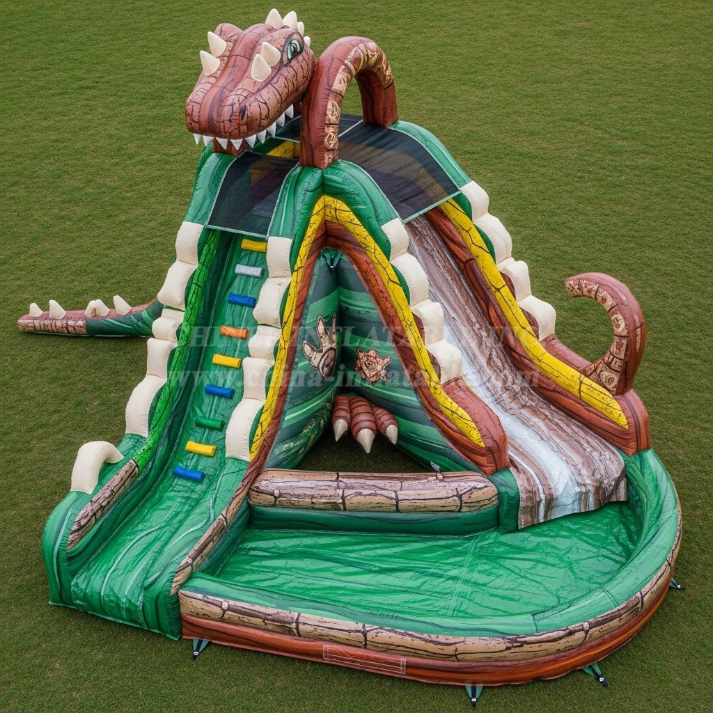 T8-5529 Dinosaur Theme Inflatable Water Slide