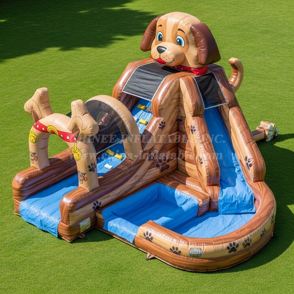 T8-5537 Dog Theme Inflatable Water Slide