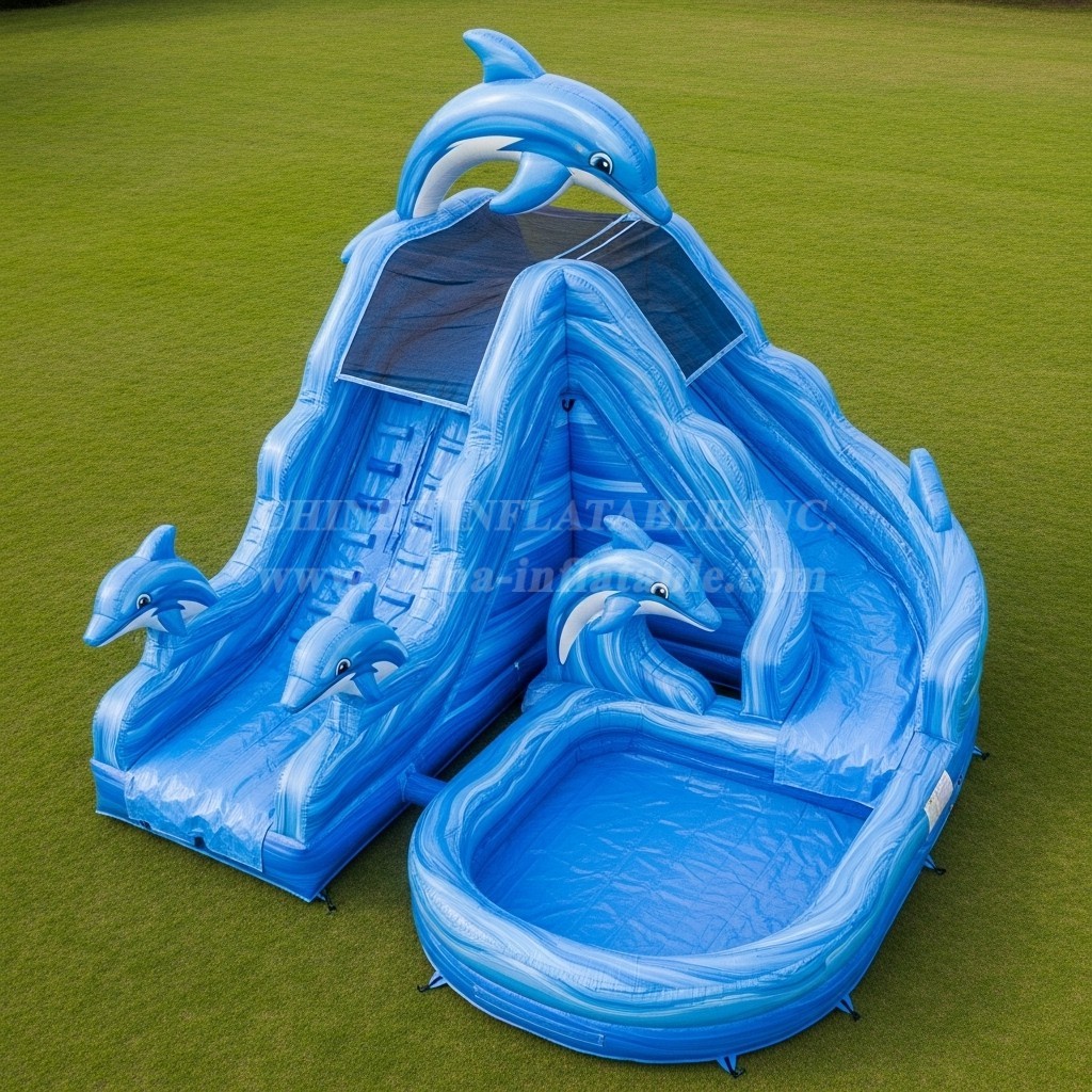 T8-5541 Dolphin Theme Inflatable Water Slide