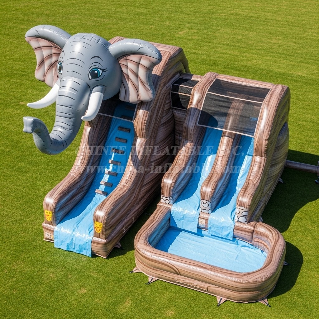 T8-5569 Elephant Theme Inflatable Water Slide