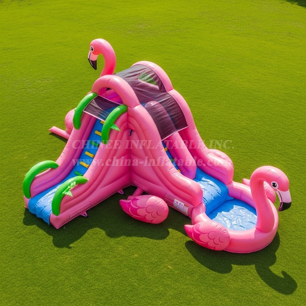 T8-5593 Flamingo Theme Inflatable Water Slide