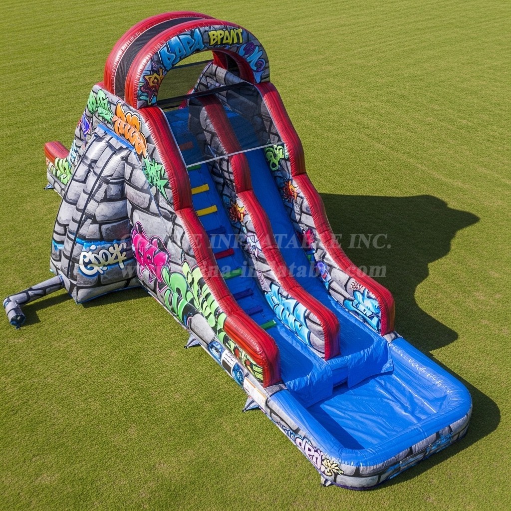 T8-5616 Graffiti Theme Inflatable Water Slide
