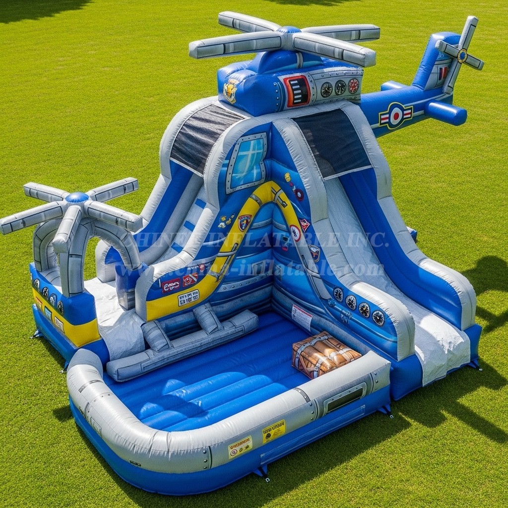 T8-5620 Helicopter Theme Inflatable Water Slide