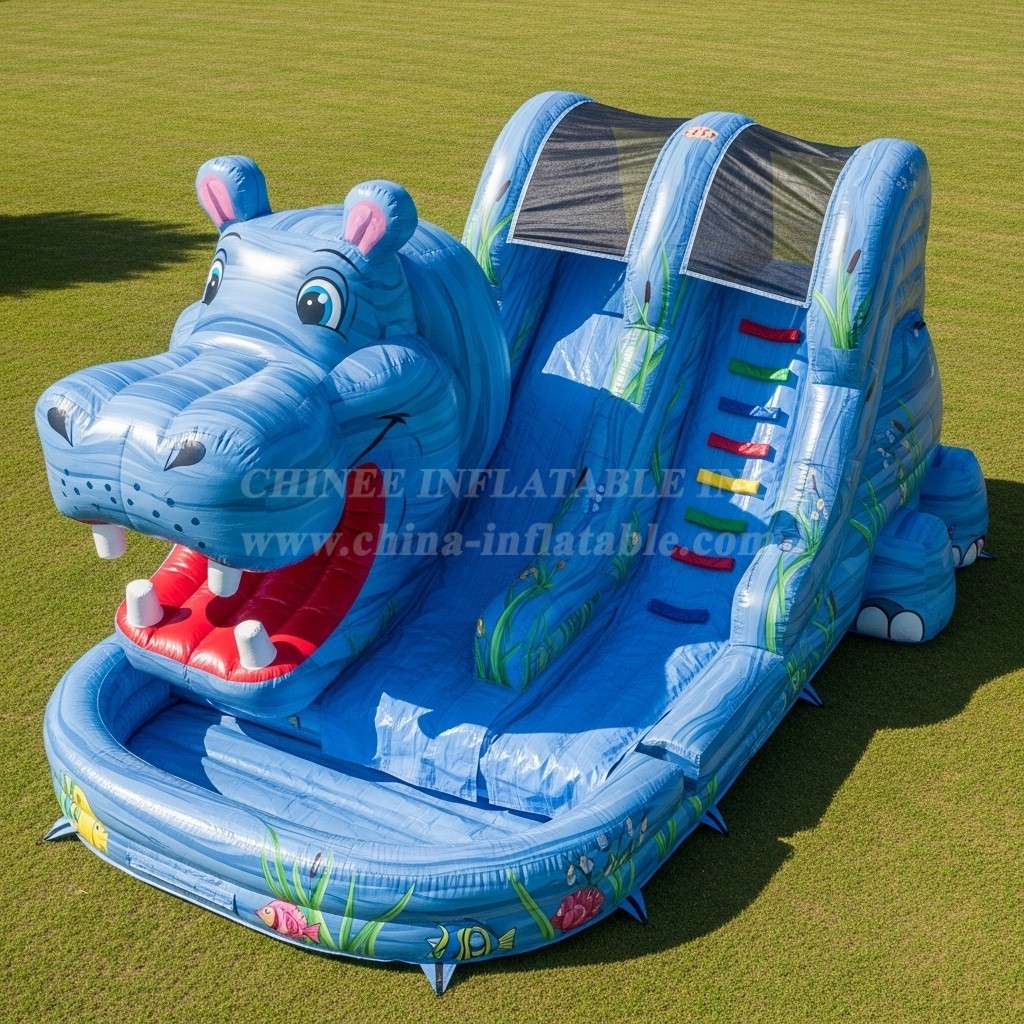 T8-5625 Hippo Theme Inflatable Water Slide