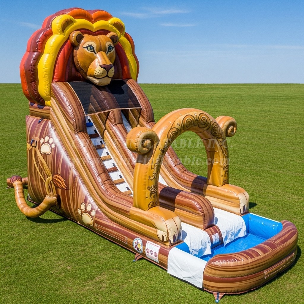 T8-5661 Lion Theme Inflatable Water Slide