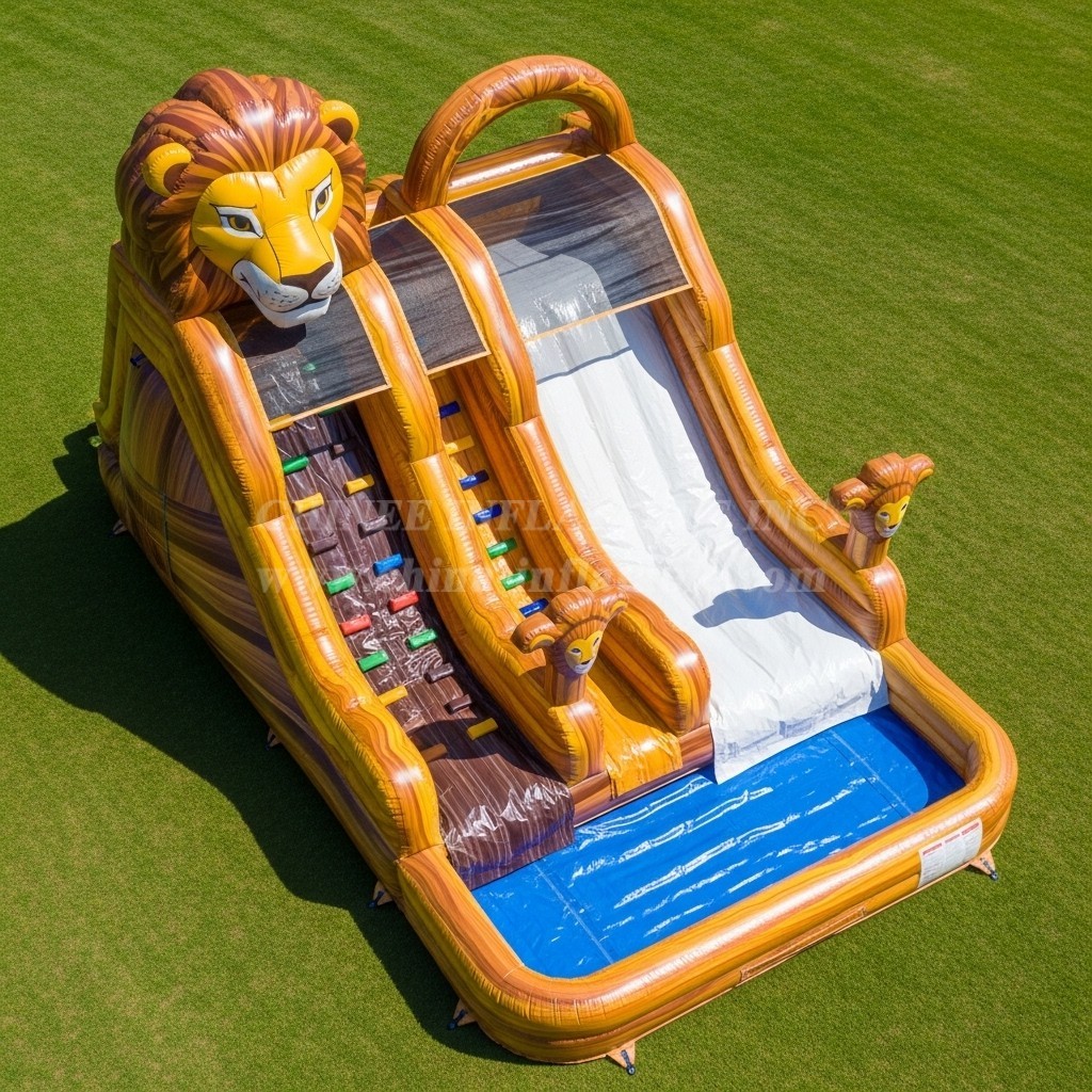 T8-5665 Lion Theme Inflatable Water Slide