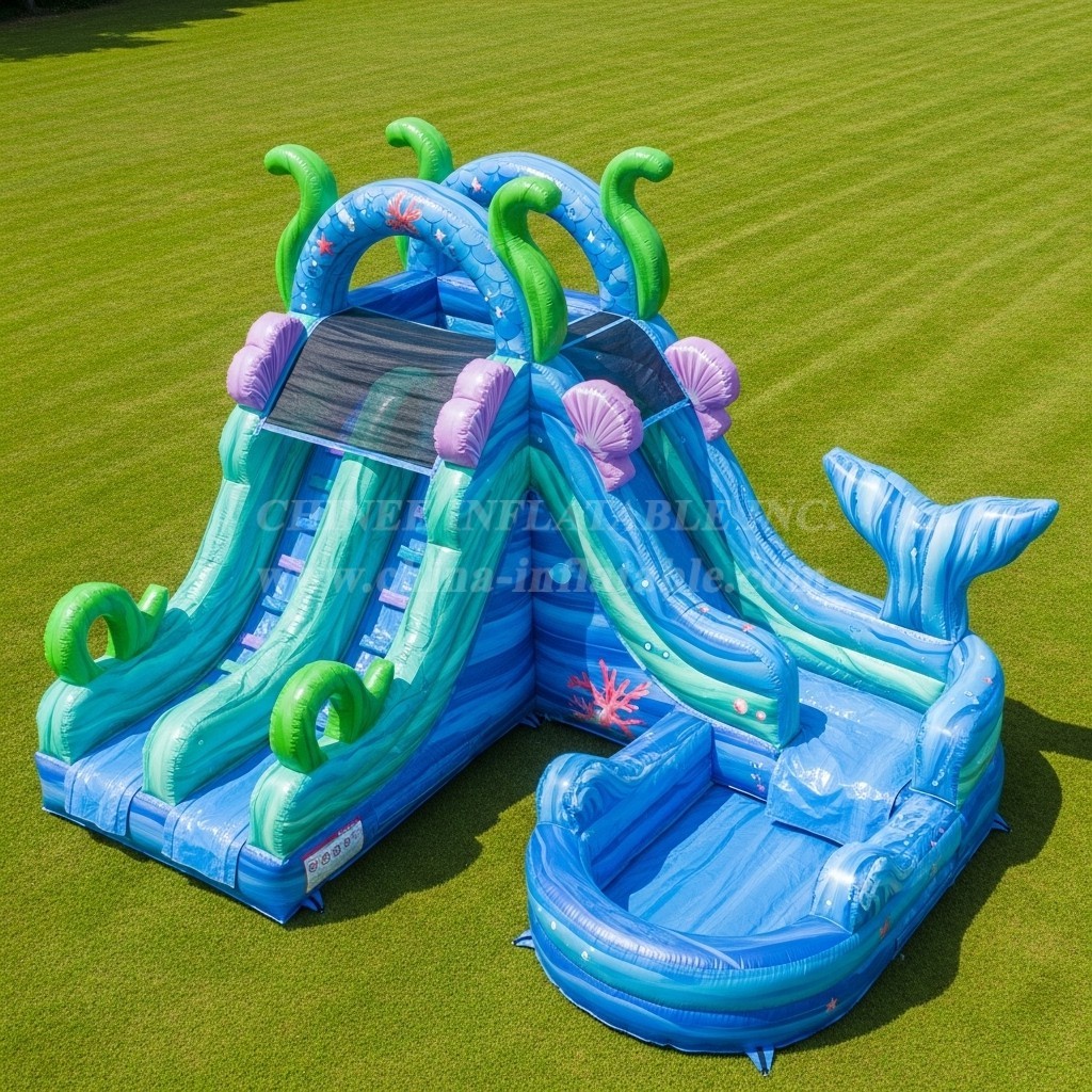 T8-5681 Mermaid Theme Inflatable Water Slide