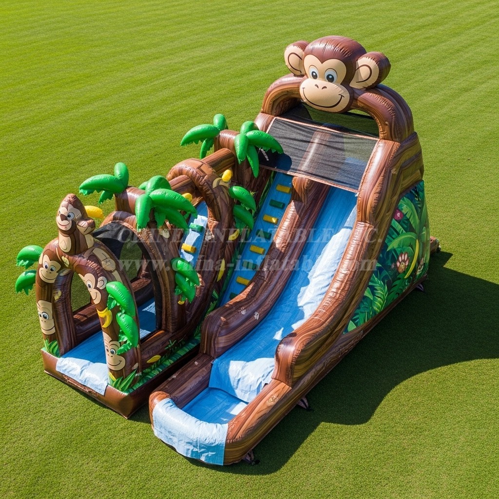 T8-5690 Monkey Theme Inflatable Water Slide
