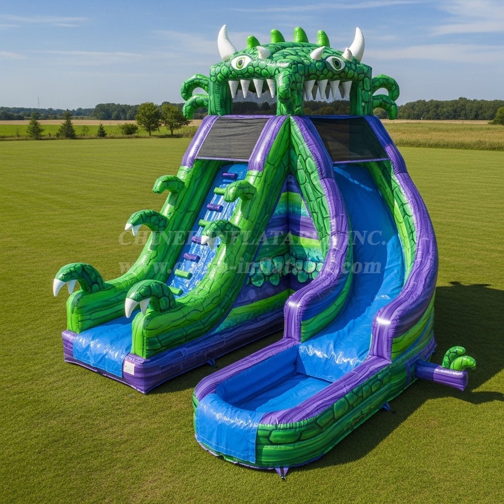 T8-5694 Monster Theme Inflatable Water Slide