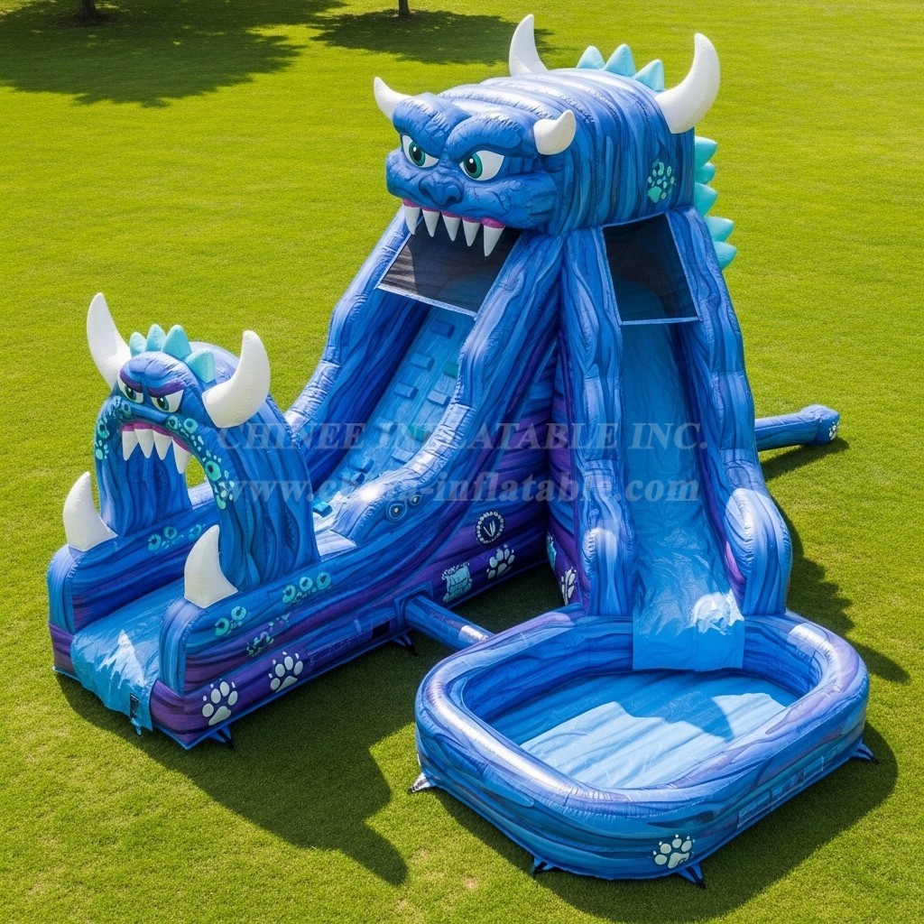 T8-5696 Monster Theme Inflatable Water Slide