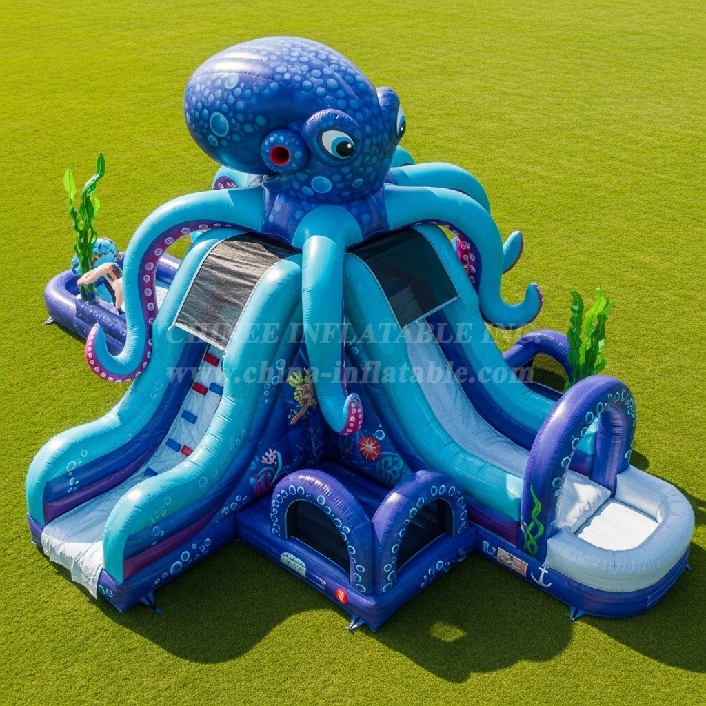 T8-5714 Octopus Theme Inflatable Water Slide