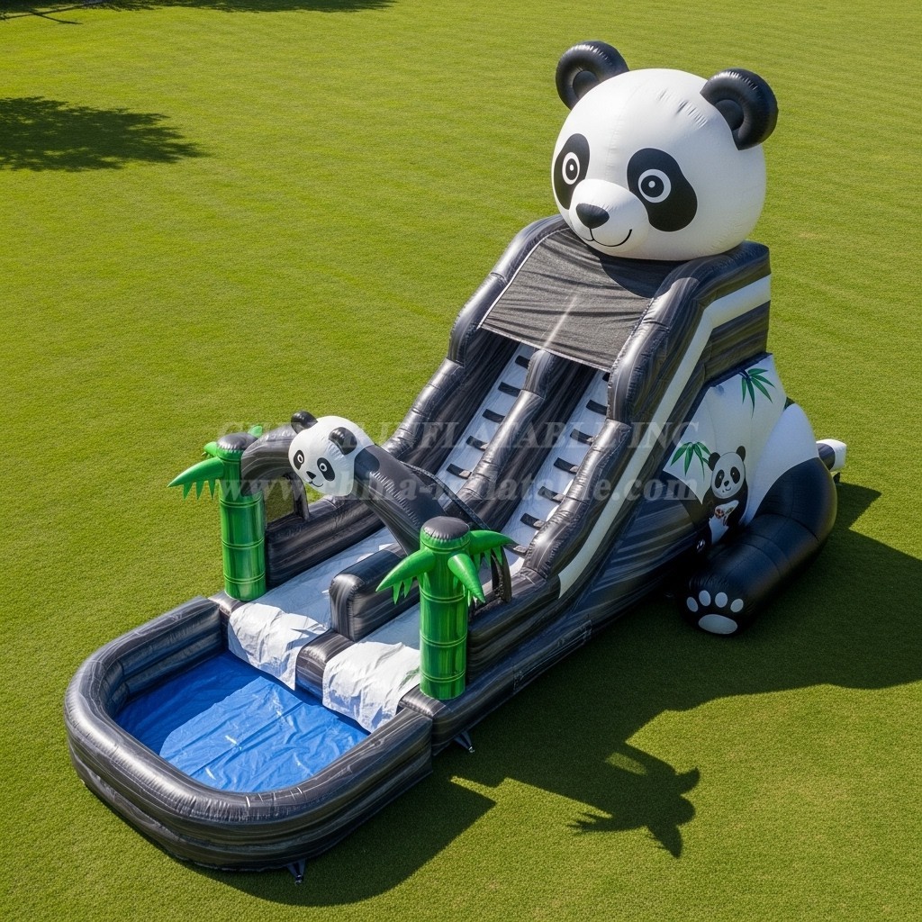 T8-5724 Panda Theme Inflatable Water Slide