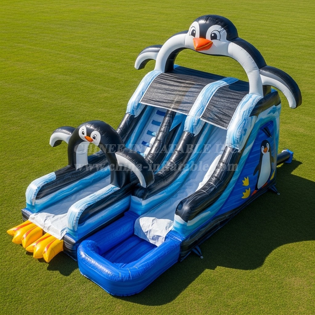 T8-5743 Penguin Theme Inflatable Water Slide