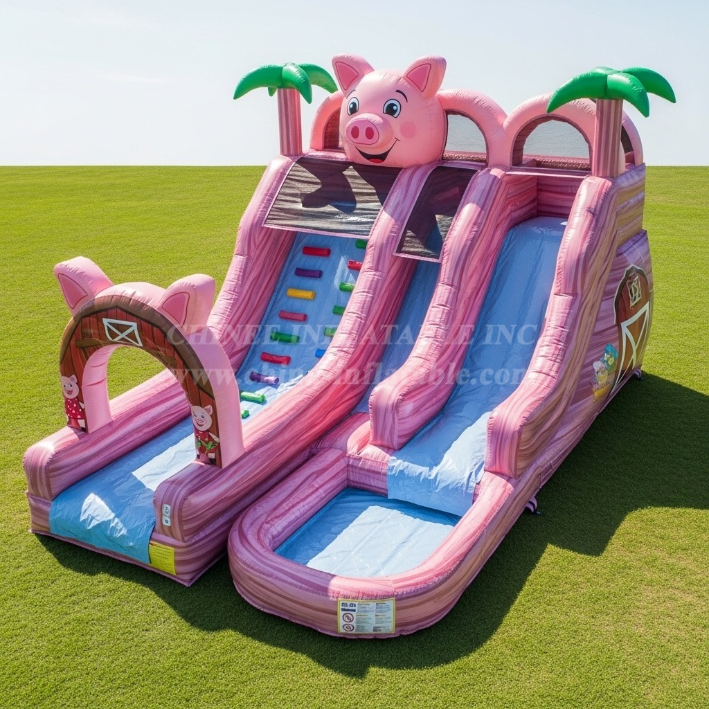 T8-5748 Pig Theme Inflatable Water Slide
