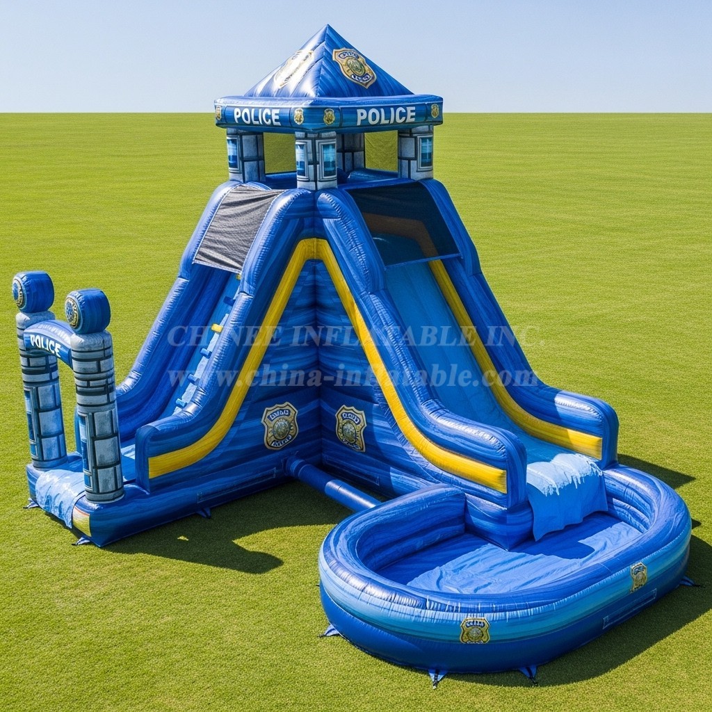 T8-5765 Police Station Theme Inflatable Water Slide